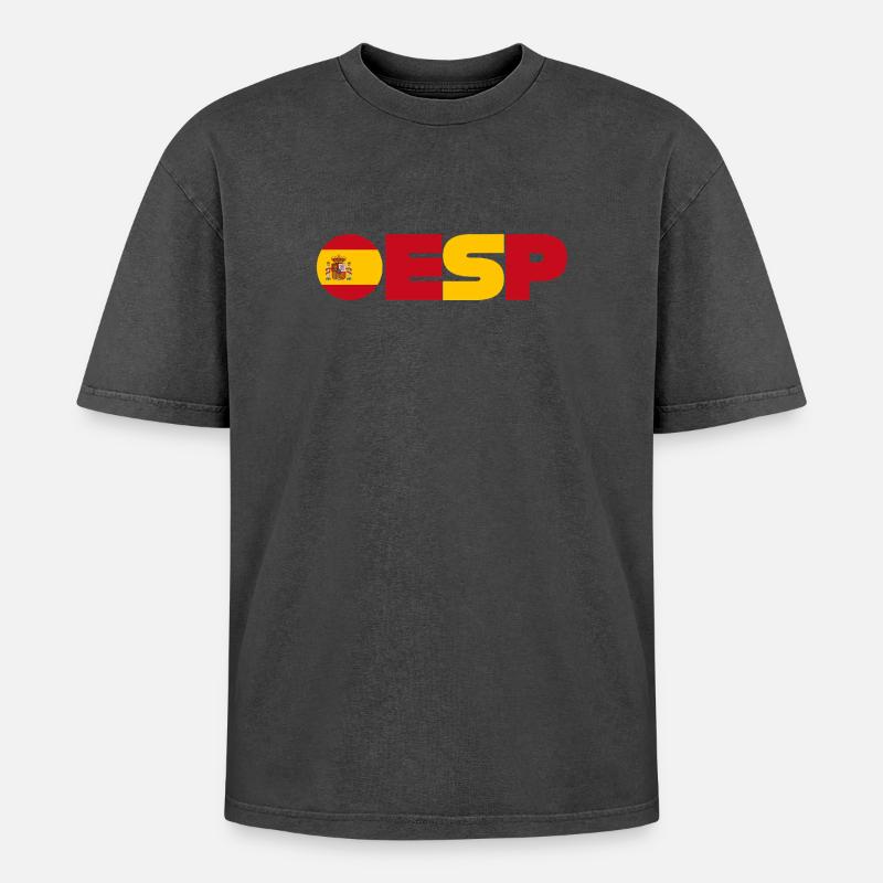Spanien - Oversized Unisex Premium Acid-Washed T-Shirt - Schwarz Acid Wash