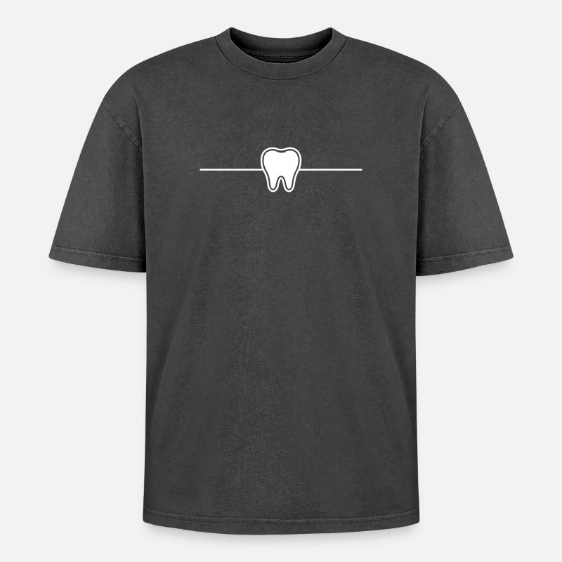 Tooth Symbol Element - Oversized Unisex Premium Acid-Washed T-Shirt - acid washed black