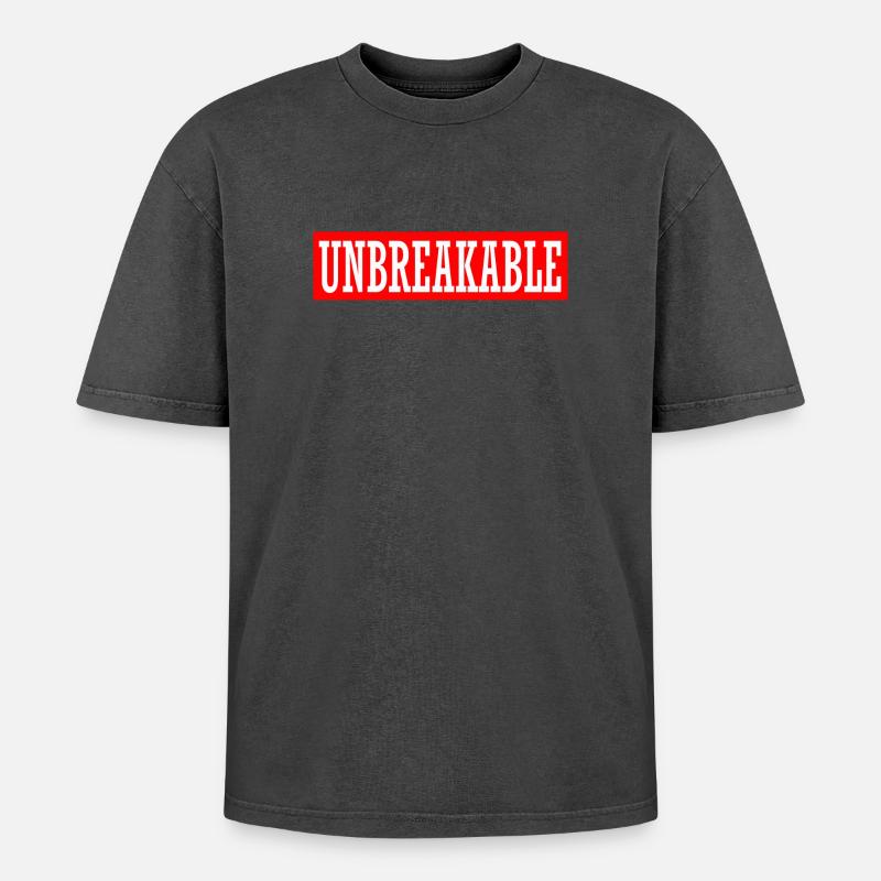 unbreakable unstoppable indomitable gym illegal - Oversized Unisex Premium Acid-Washed T-Shirt - Schwarz Acid Wash