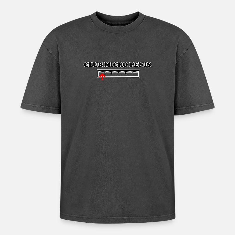 Micro Penis - Oversized Unisex Premium Acid-Washed T-Shirt - acid washed black