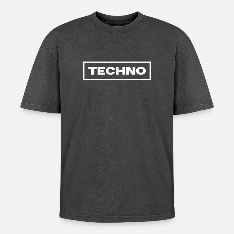 Conception de logo de musique techno - T-shirt Premium unisexe oversize acid-washed - noir délavé acide