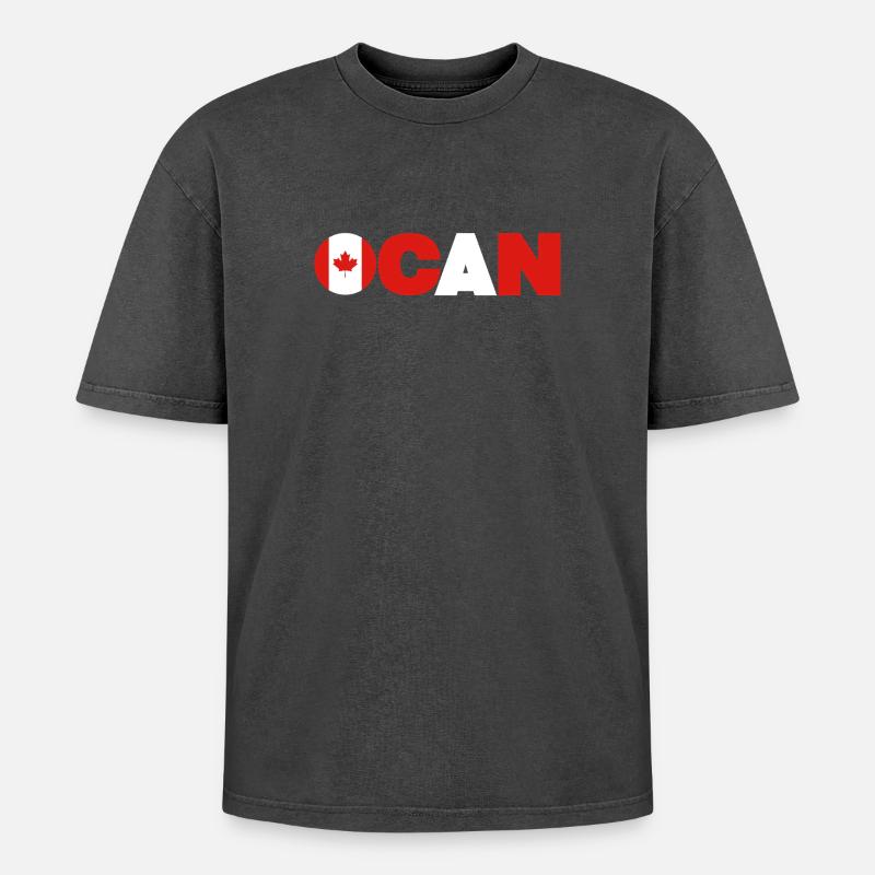 Kanada - Oversized Unisex Premium Acid-Washed T-Shirt - Schwarz Acid Wash