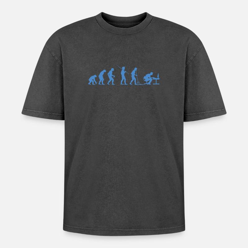 Programmierer Evolution Informatiker Entwickler - Oversized Unisex Premium Acid-Washed T-Shirt - Schwarz Acid Wash