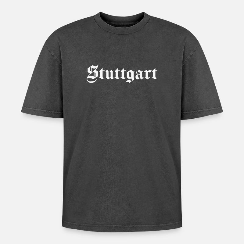 Stuttgart Old German - Oversized Unisex Premium Acid-Washed T-Shirt - acid washed black