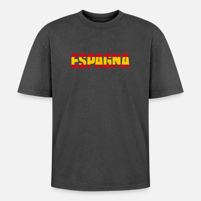 Spanien - Oversized Unisex Premium Acid-Washed T-Shirt - Schwarz Acid Wash
