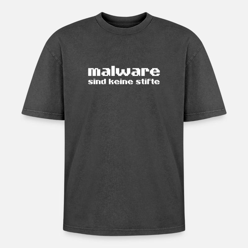 Malware is not pens - Oversized Unisex Premium Acid-Washed T-Shirt - acid washed black
