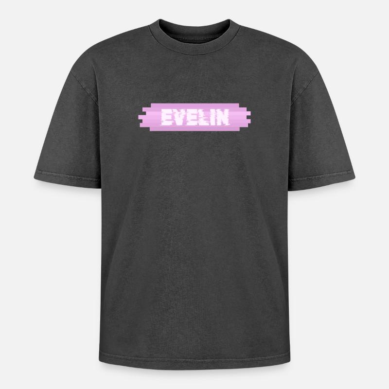 Gift for Evelin - Oversized Unisex Premium Acid-Washed T-Shirt - acid washed black