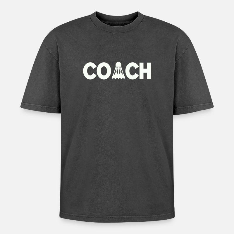 Federball Coach - Oversized Unisex Premium Acid-Washed T-Shirt - Schwarz Acid Wash