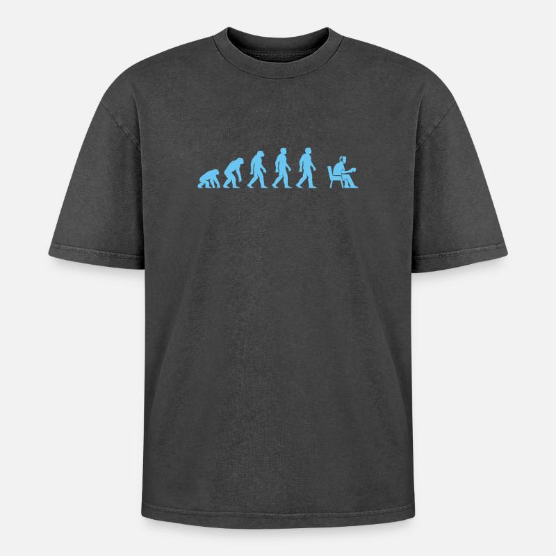 Evolution to office work - Oversized Unisex Premium Acid-Washed T-Shirt - acid washed black