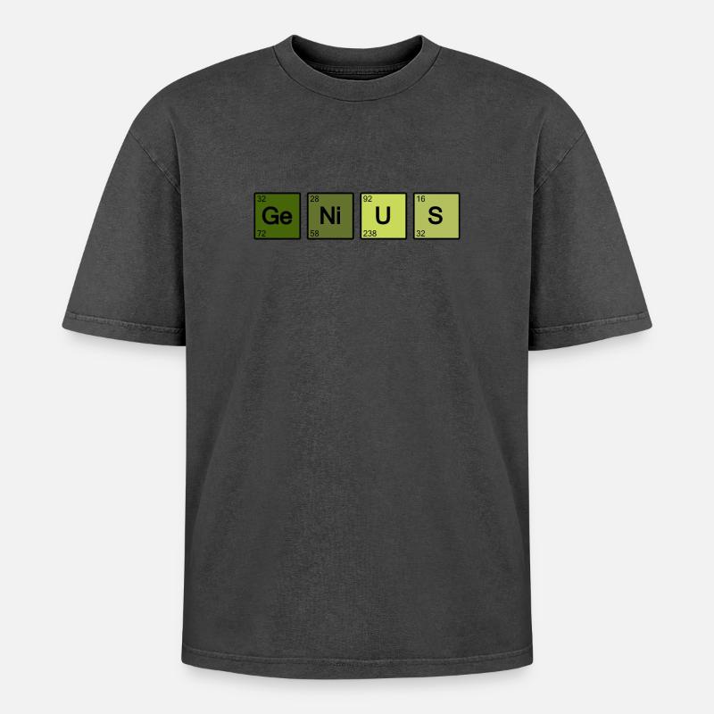 Genius Nerd Geek - T-shirt Premium unisexe oversize acid-washed - noir délavé acide