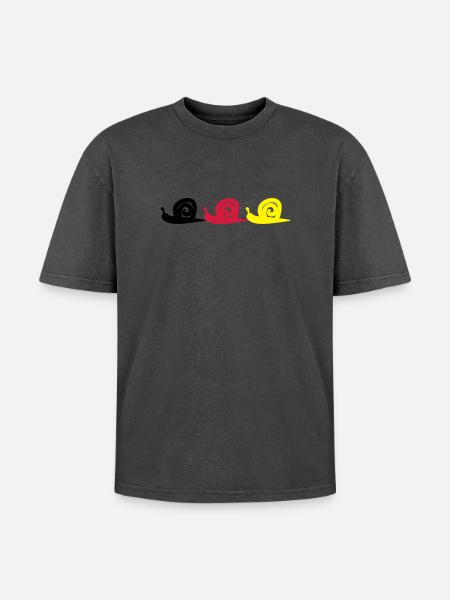 Snail - Oversized Unisex Premium Acid-Washed T-Shirt - acid washed black