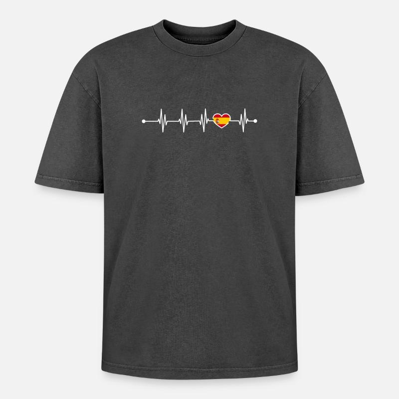 Drapeau de l’Espagne - T-shirt Premium unisexe oversize acid-washed - noir délavé acide