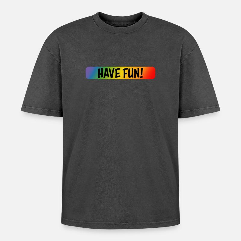 regenbogen have fun - Oversized Unisex Premium Acid-Washed T-Shirt - Schwarz Acid Wash