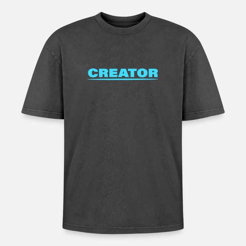 CREATOR - Oversized Unisex Premium Acid-Washed T-Shirt - Schwarz Acid Wash