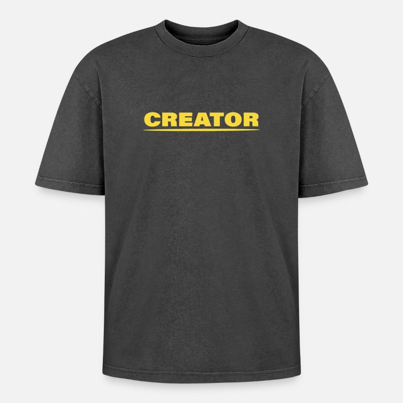 CREATOR - Oversized Unisex Premium Acid-Washed T-Shirt - Schwarz Acid Wash