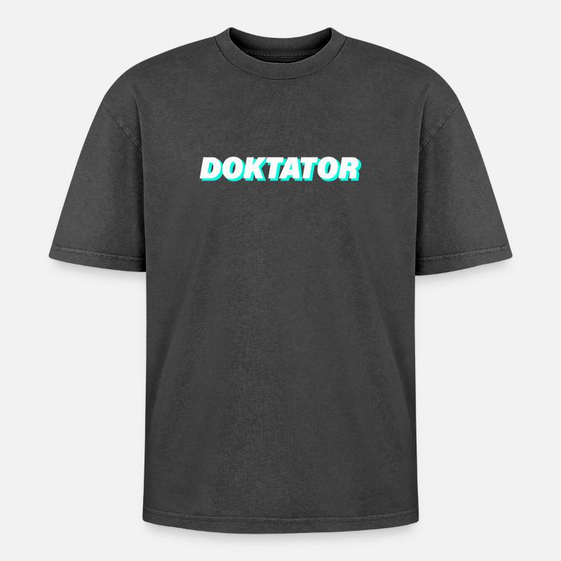 DOKTATOR - Oversized Unisex Premium Acid-Washed T-Shirt - Schwarz Acid Wash