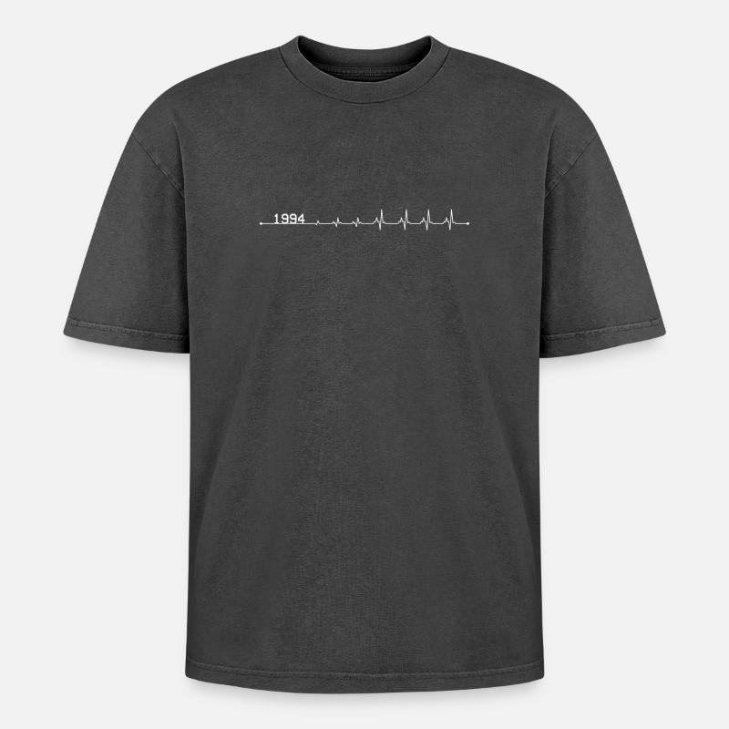 1994 Pulse Yearline Tee - Oversized Unisex Premium Acid-Washed T-Shirt - acid washed black
