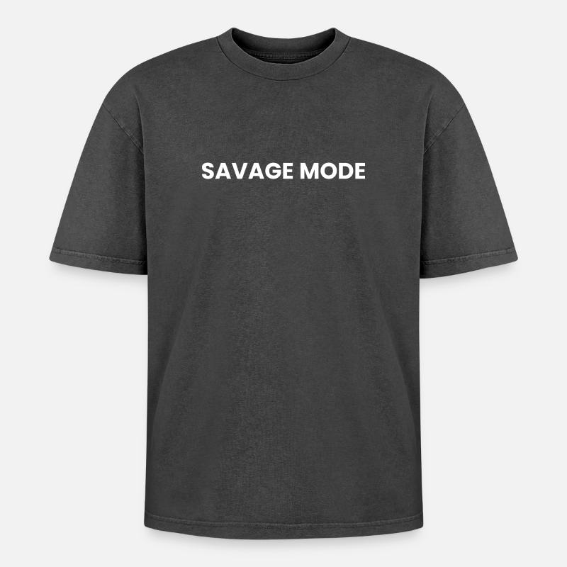 Savage-Modus - Oversized Unisex Premium Acid-Washed T-Shirt - Schwarz Acid Wash