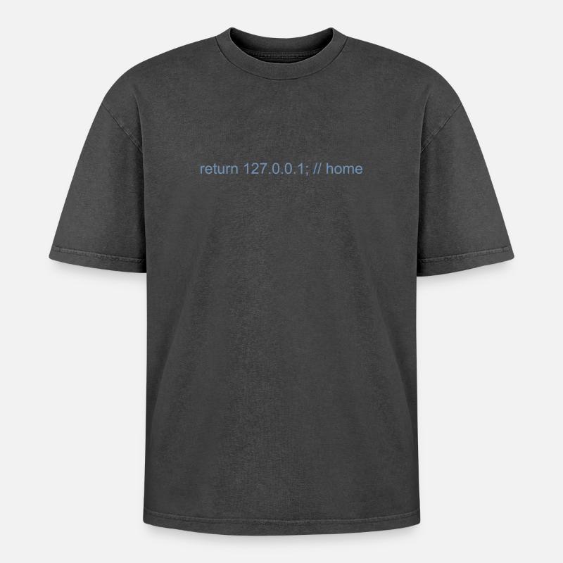 Programmierer Nerd IT Witz Developer Zuhause - Oversized Unisex Premium Acid-Washed T-Shirt - Schwarz Acid Wash