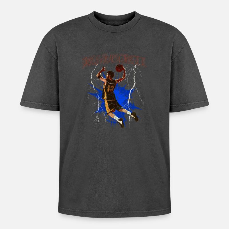 Dunk éclair : Basket électrique - T-shirt Premium unisexe oversize acid-washed - noir délavé acide