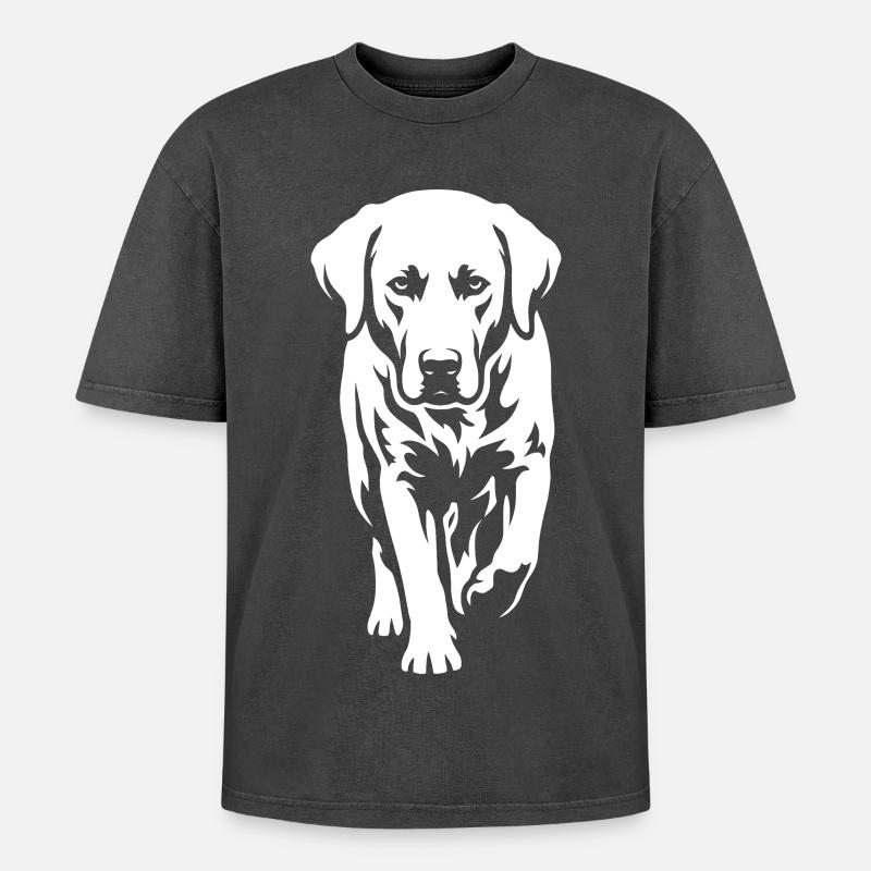 Labrador – Timeless elegance - Oversized Unisex Premium Acid-Washed T-Shirt - acid washed black