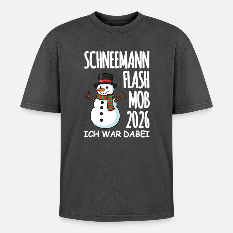 Snowman flash mob - Oversized Unisex Premium Acid-Washed T-Shirt - acid washed black
