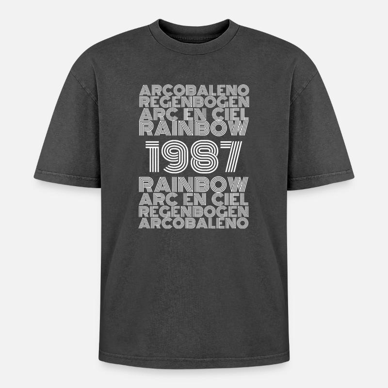 Rainbow 1987 - T-shirt Premium unisexe oversize acid-washed - noir délavé acide