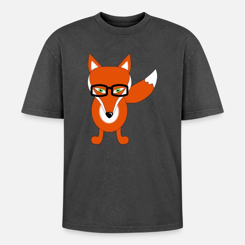 fox - Oversized Unisex Premium Acid-Washed T-Shirt - acid washed black