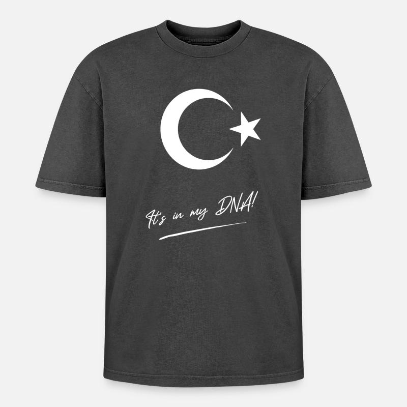 ADN turc – Pride Drapeau turc - T-shirt Premium unisexe oversize acid-washed - noir délavé acide