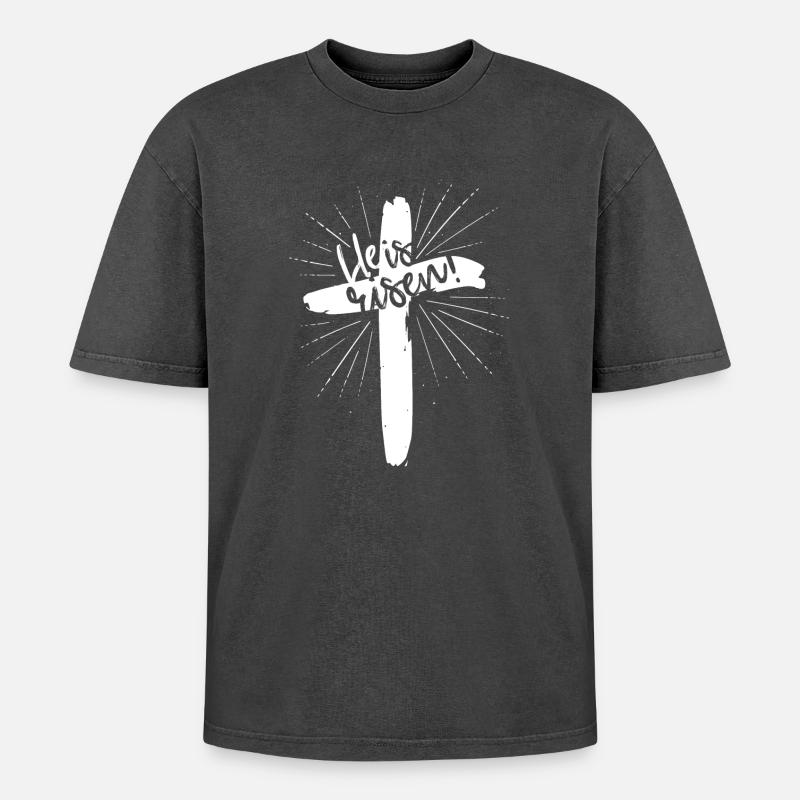 He is risen - Oversized Unisex Premium Acid-Washed T-Shirt - acid washed black