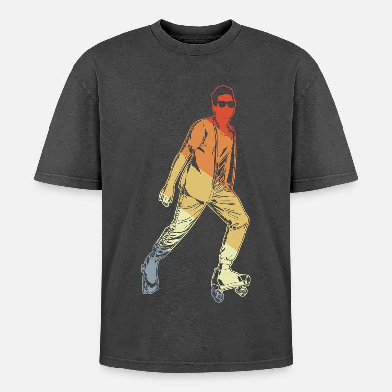 Rollkunstlauf - Oversized Unisex Premium Acid-Washed T-Shirt - Schwarz Acid Wash