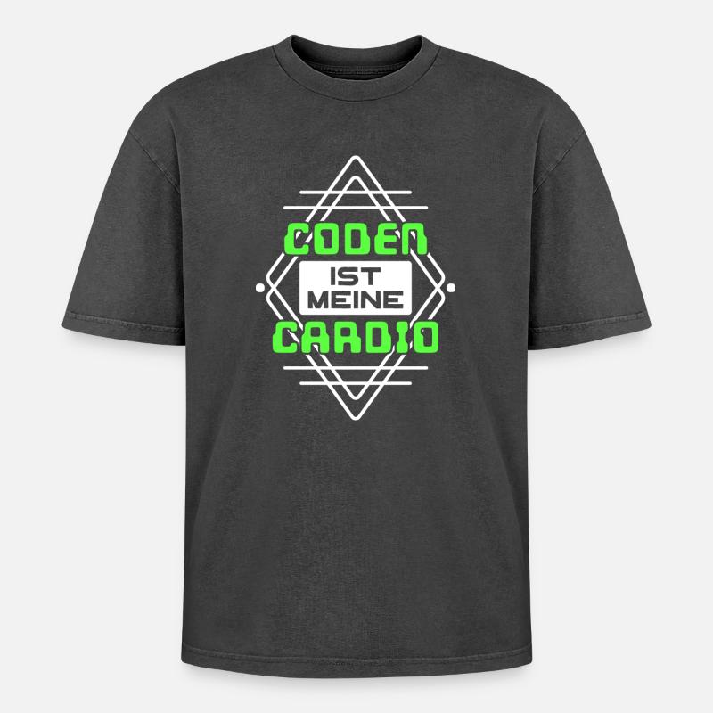 Coden Statement Developer Computerfreak Scripting - Oversized Unisex Premium Acid-Washed T-Shirt - acid washed black
