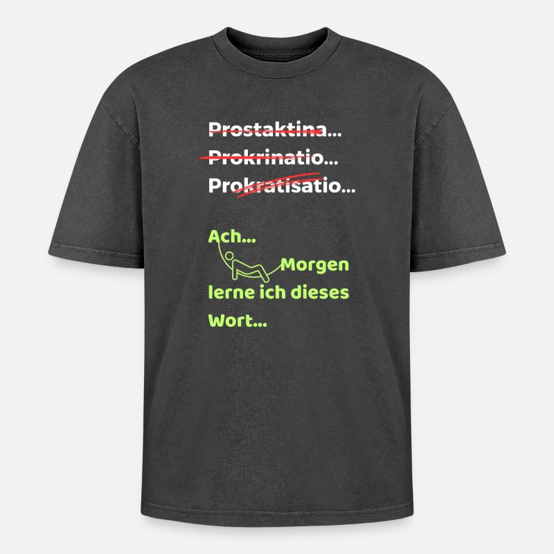 Prokrastination Witz lustiger Spruch Hängematte - Oversized Unisex Premium Acid-Washed T-Shirt - Schwarz Acid Wash