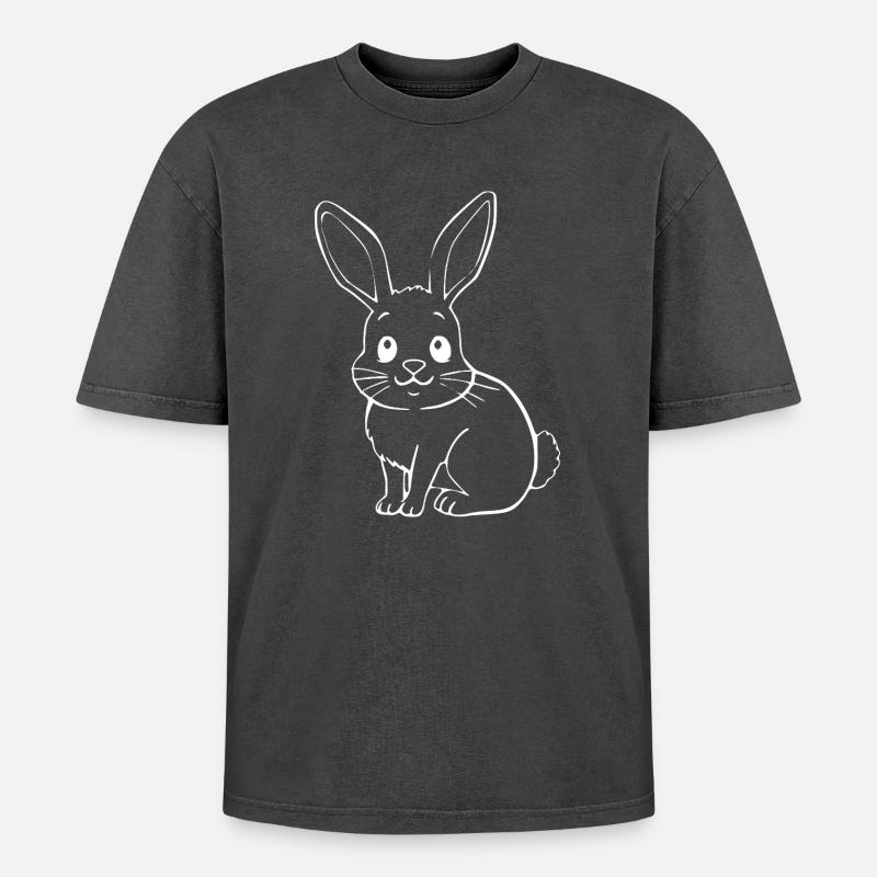 Rabbit Bunny Bunny Dwarf Rabbit Gift - Oversized Unisex Premium Acid-Washed T-Shirt - acid washed black
