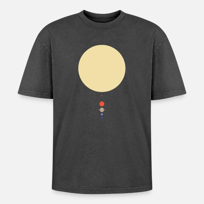 Minimal Solar System - Oversized Unisex Premium Acid-Washed T-Shirt - acid washed black