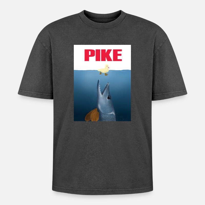 Pike attack - Oversized Unisex Premium Acid-Washed T-Shirt - acid washed black