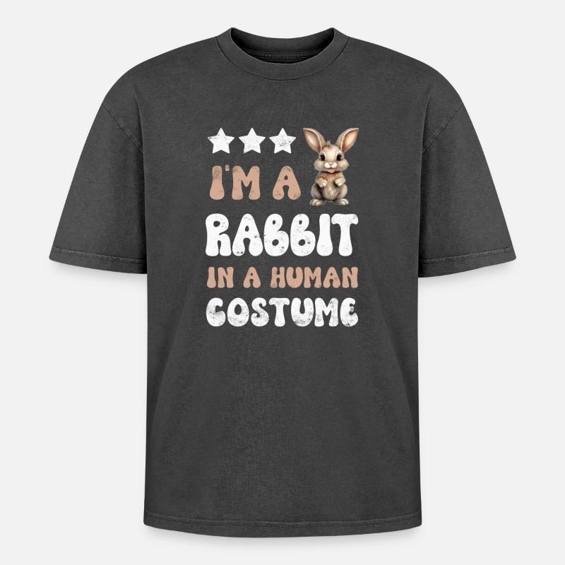 Rabbit Rabbit - Oversized Unisex Premium Acid-Washed T-Shirt - acid washed black