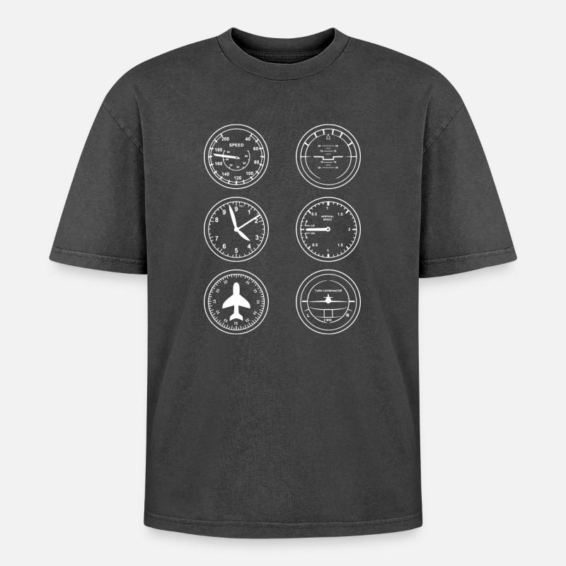 Instruments d’aéronef - T-shirt Premium unisexe oversize acid-washed - noir délavé acide