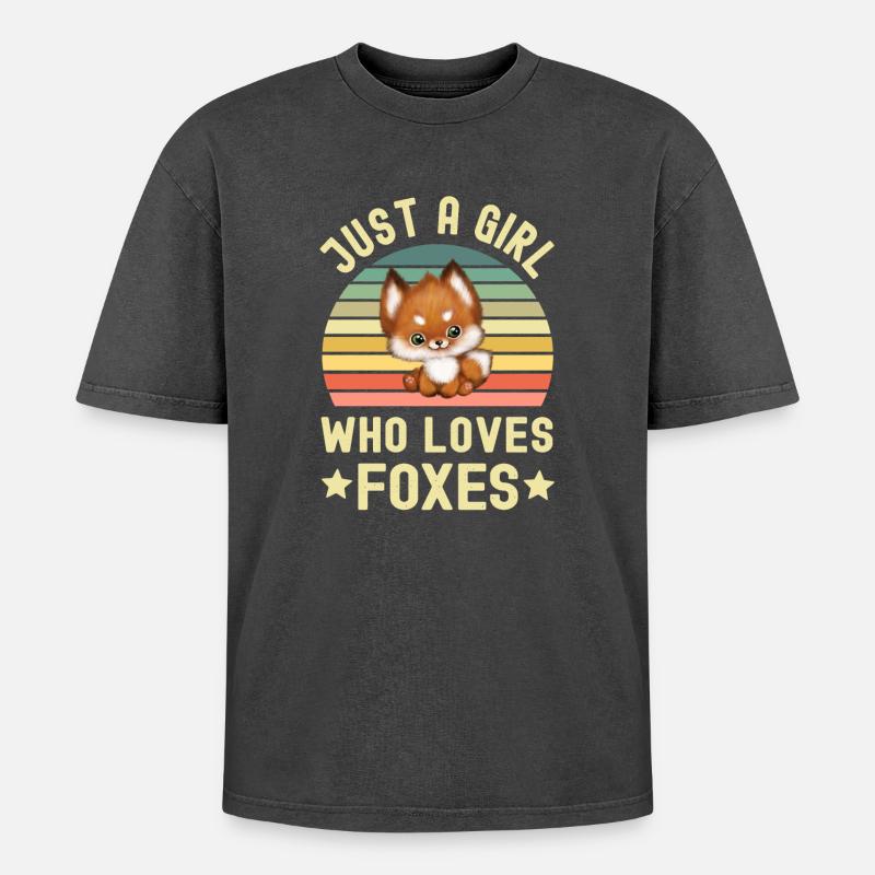 Fox Foxes - Oversized Unisex Premium Acid-Washed T-Shirt - acid washed black
