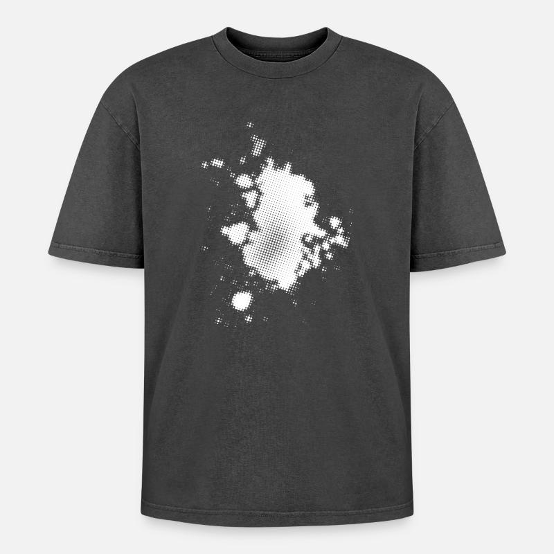 Flash, Punktehintergrund asymmetrisch | rasterized - Oversized Unisex Premium Acid-Washed T-Shirt - Schwarz Acid Wash