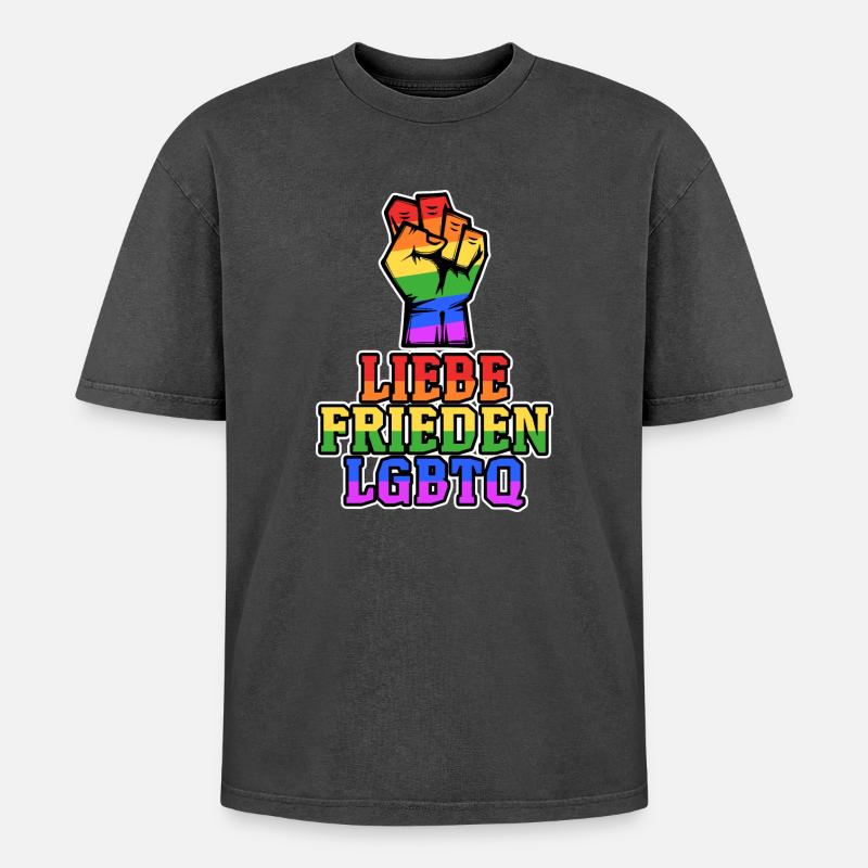 Equality Statement Love Lgbt Pride - Oversized Unisex Premium Acid-Washed T-Shirt - acid washed black
