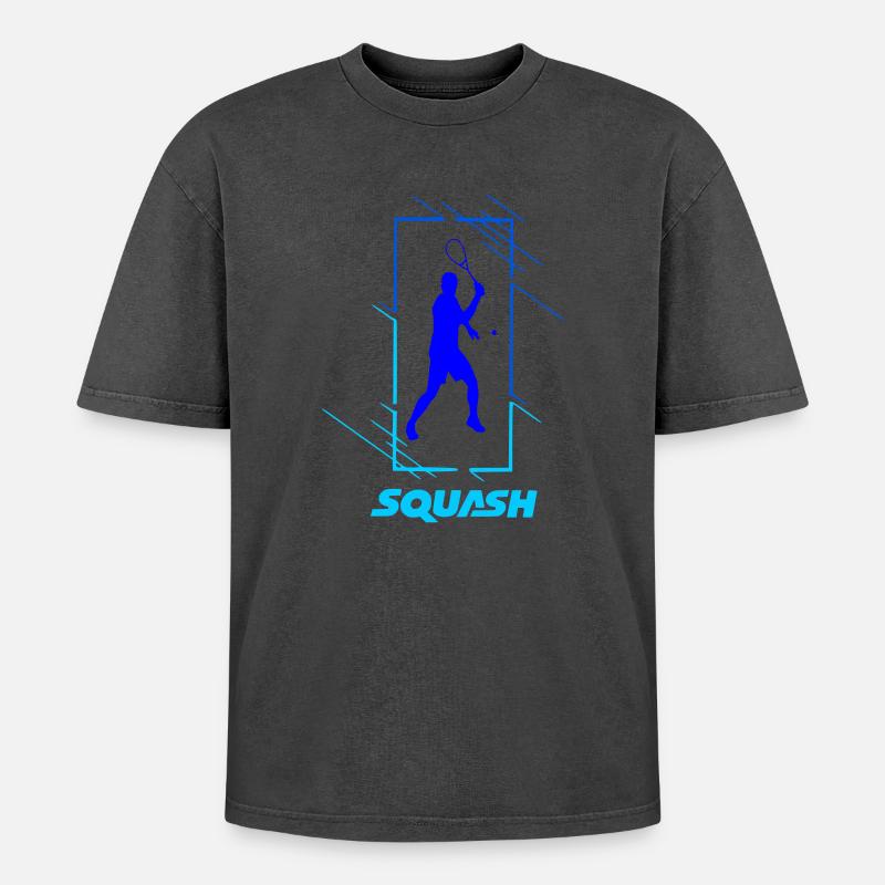 Quetschen - Oversized Unisex Premium Acid-Washed T-Shirt - Schwarz Acid Wash