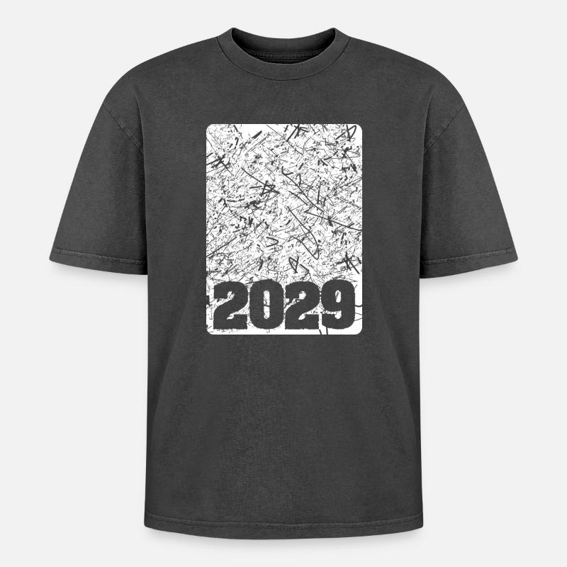 Nummer 2029 - Oversized Unisex Premium Acid-Washed T-Shirt - Schwarz Acid Wash