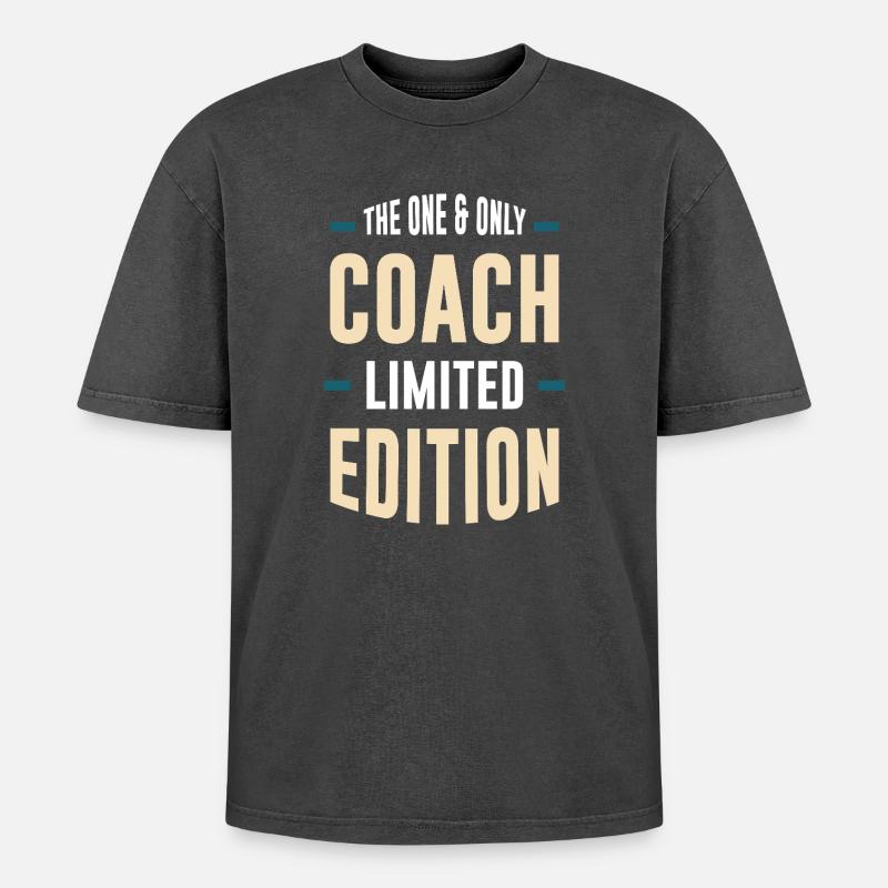 Limitierte Coach Edition - Oversized Unisex Premium Acid-Washed T-Shirt - Schwarz Acid Wash