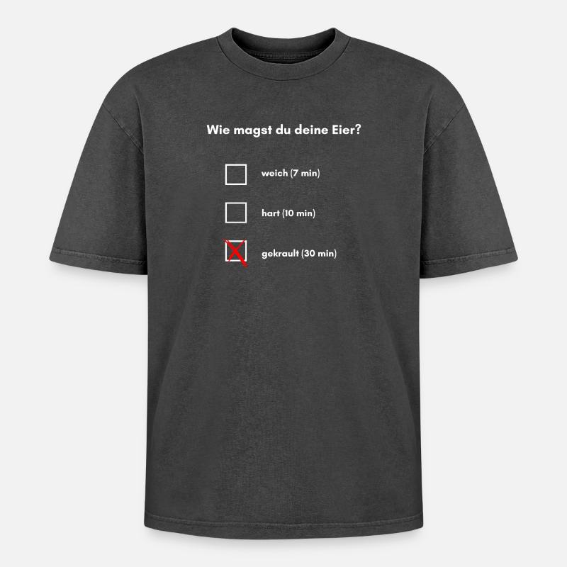 Comment aimes-tu tes œufs ? - T-shirt Premium unisexe oversize acid-washed - noir délavé acide