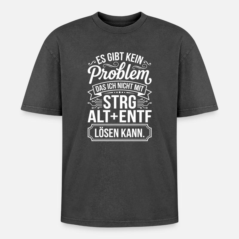 No problem with ctrl alt del - Oversized Unisex Premium Acid-Washed T-Shirt - acid washed black
