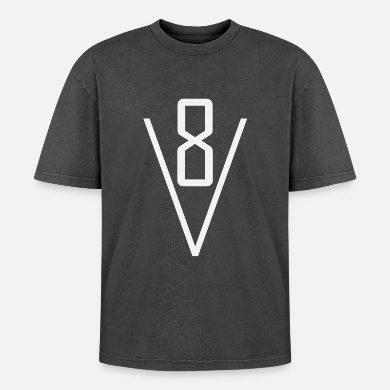 V8 engine - Oversized Unisex Premium Acid-Washed T-Shirt - acid washed black