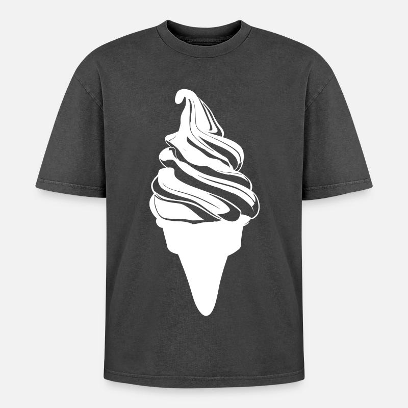 Softeis - Oversized Unisex Premium Acid-Washed T-Shirt - Schwarz Acid Wash
