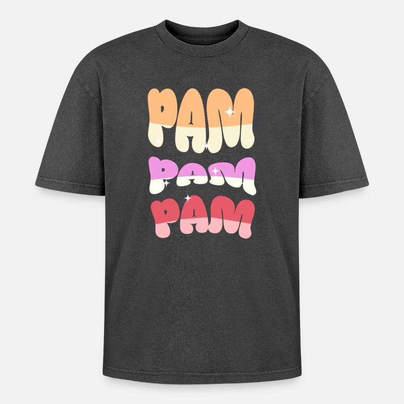 Pam - Oversized Unisex Premium Acid-Washed T-Shirt - Schwarz Acid Wash