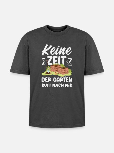 Garten Ruft Nach Mir - Oversized Unisex Premium Acid-Washed T-Shirt - Schwarz Acid Wash